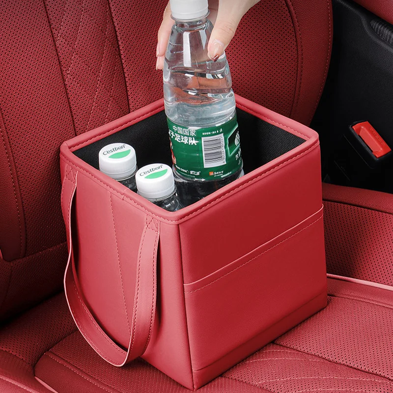 NEW Car Storage Multifunctional High-grade Faux Leather Folding Trash Can Car Trash Can Hanging Storage Box Hanging Storage Bag