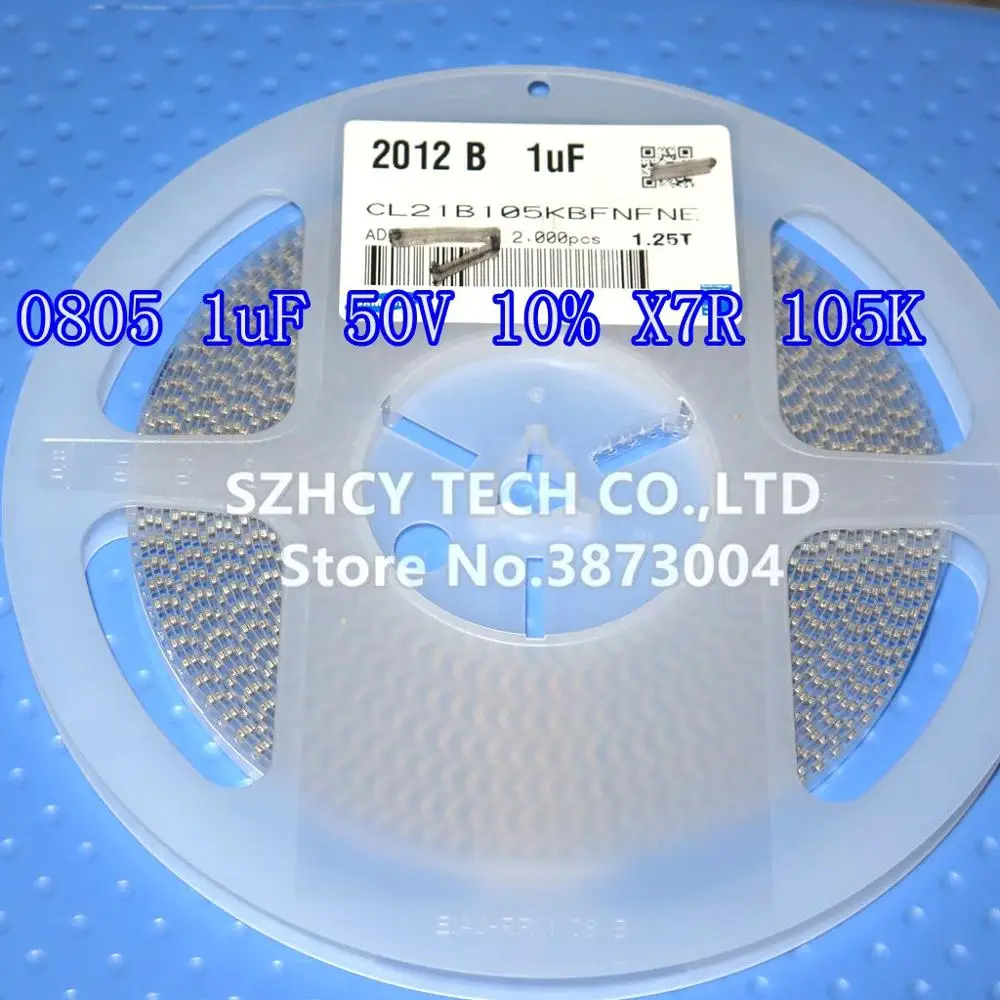 2000Pcs 0805 1uF 50V 10％ X7R 105K CL21B105KBFNFNE New and origianl