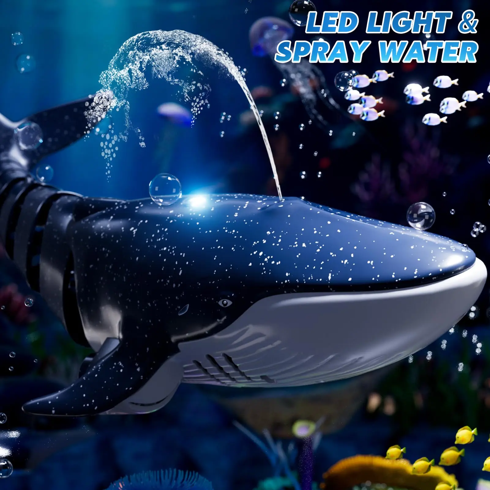 RC 鯨船おもちゃ 2.4GHz リモコン電動スプレーウォータースピードボートシミュレーション魚モデル防水 RC ボート子供のためのギフト