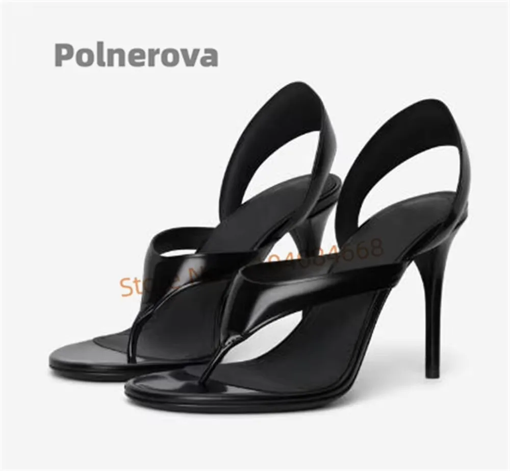 

Metallic Leather Clip Toe Sandals Women Slingback Stiletto Summer New Fashion Flip Flop High Heels Runway Party Lady Shoes