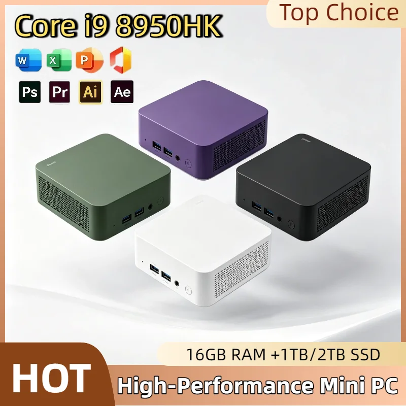 i9 8950HK Core Low Power mini PC 16GB DDR4 1TB 2TB M.2 SSD WiFi6 Bluetooth 5.2 Dual HDMI Ports Pro Max