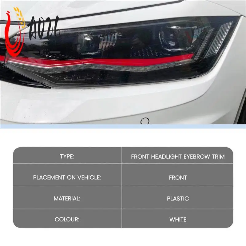 

A026-For Polo 2019 2020 2021 Front Headlight Eyelids Eyebrow Trim Sticker