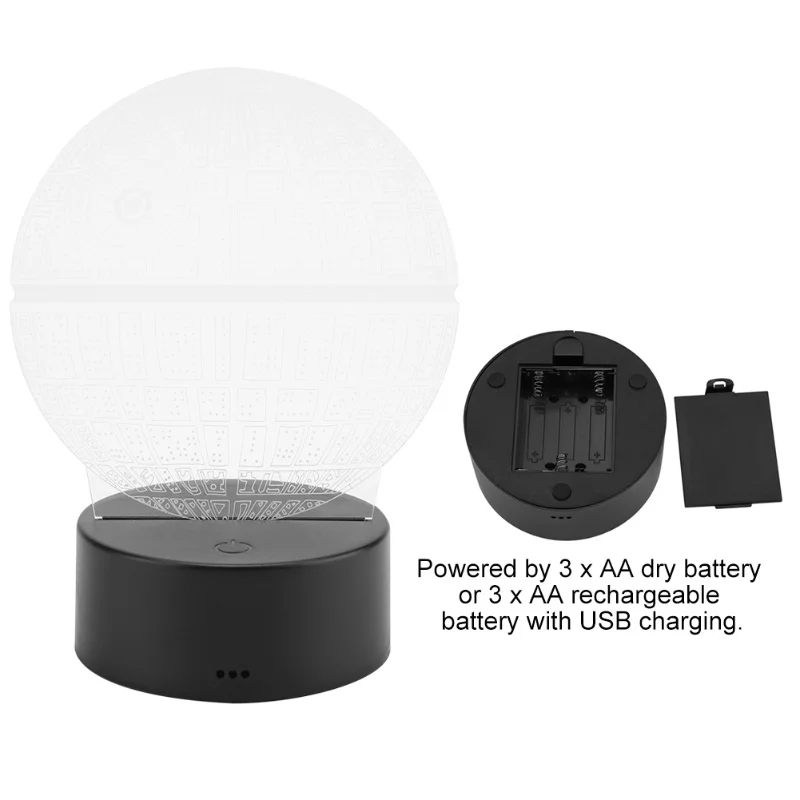 Night Light ABS Base Holder Planet Pattern Lamp Touch Switch (Black Without Remote Control)