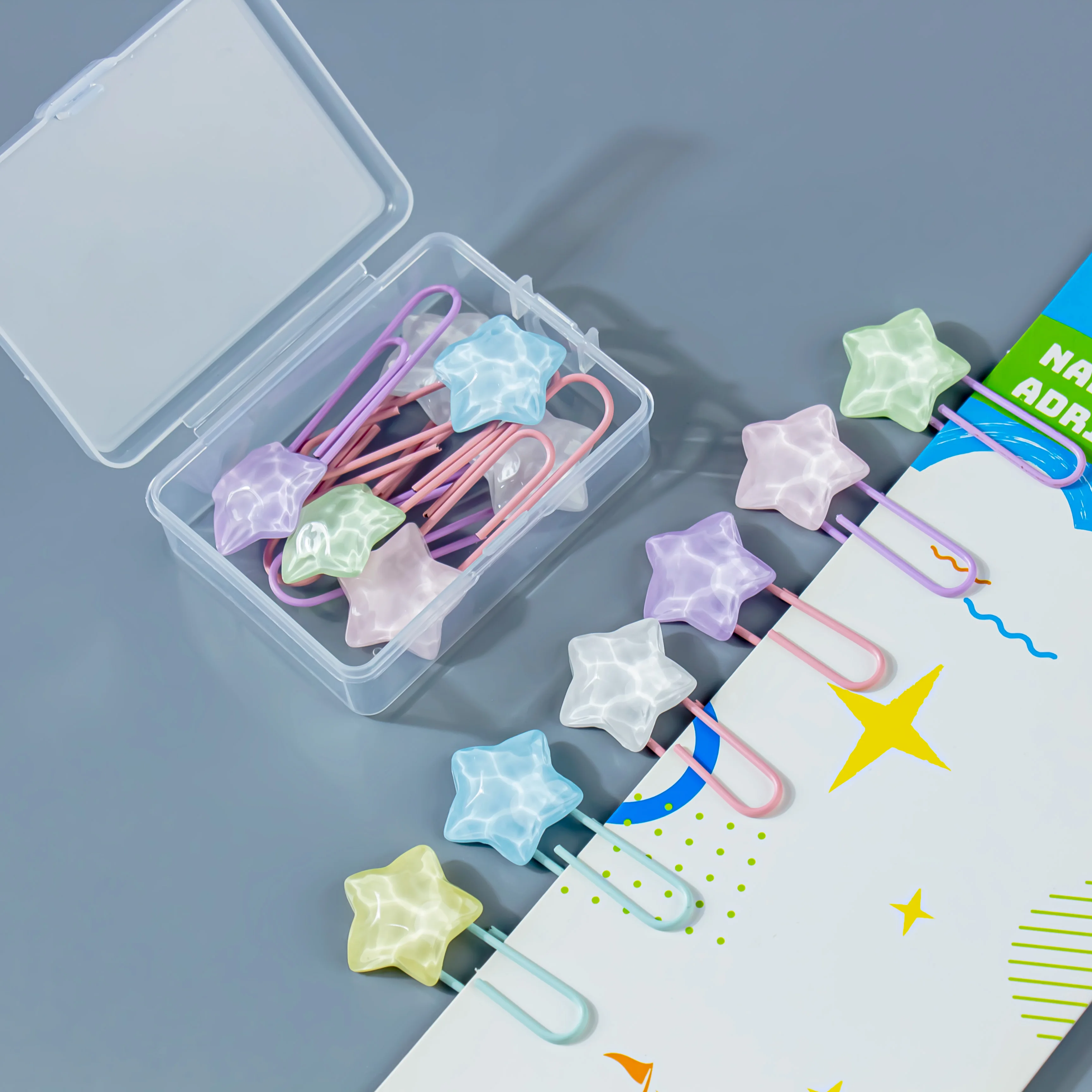 Cute Star Paper Clips Multicolor Macaron Page Markers Decorative Paperclips for Journal Notebook Office School Stationery