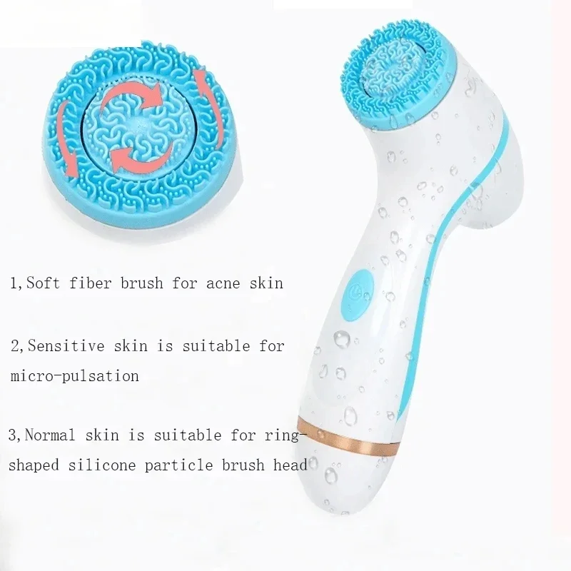 3 In 1 Electric Facial Cleansing Brush Silicone Rotating Face Brush Deep Cleaning Skin Peeling and Remove Blackheads skin care