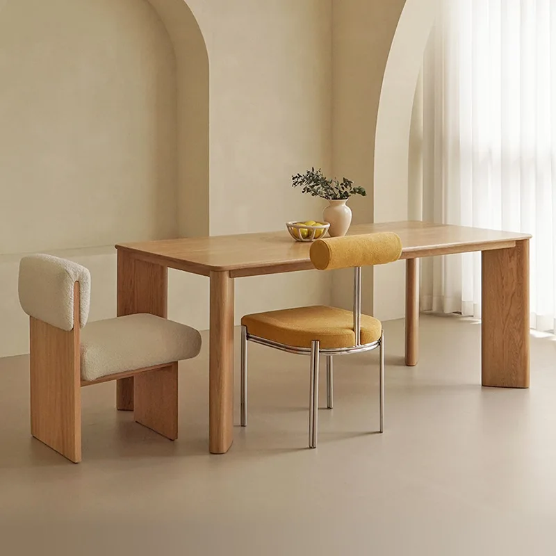 Japanese-style solid wood dining table, modern simplicity, wooden dining table, rectangular large board table