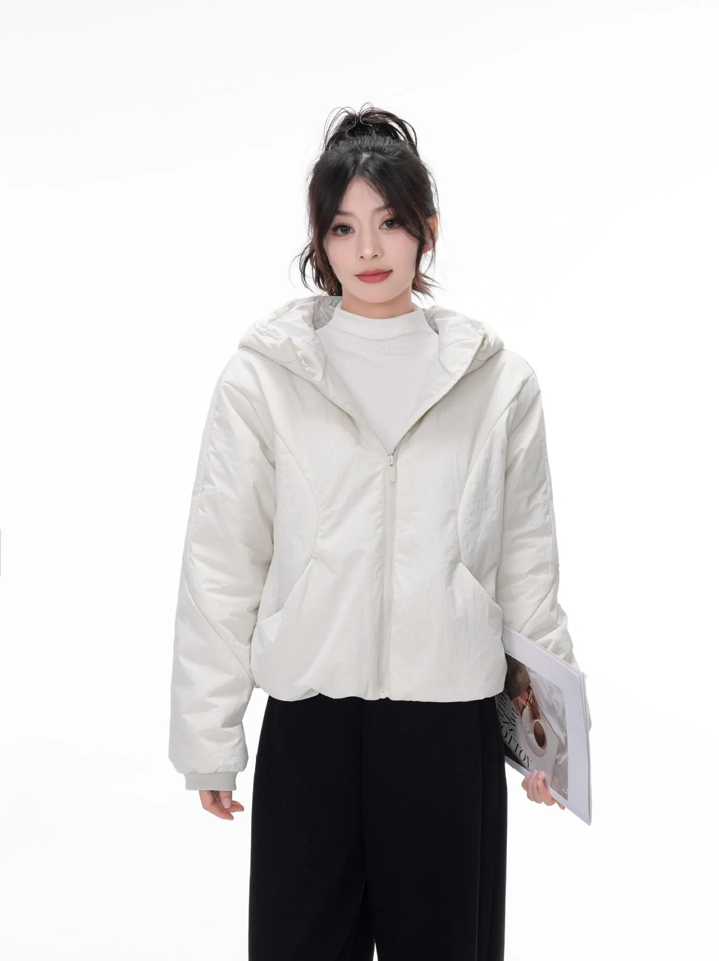 Giacca trapuntata con cappuccio casual antivento per yoga fitness all'aperto di alta qualità pronta per la spedizione