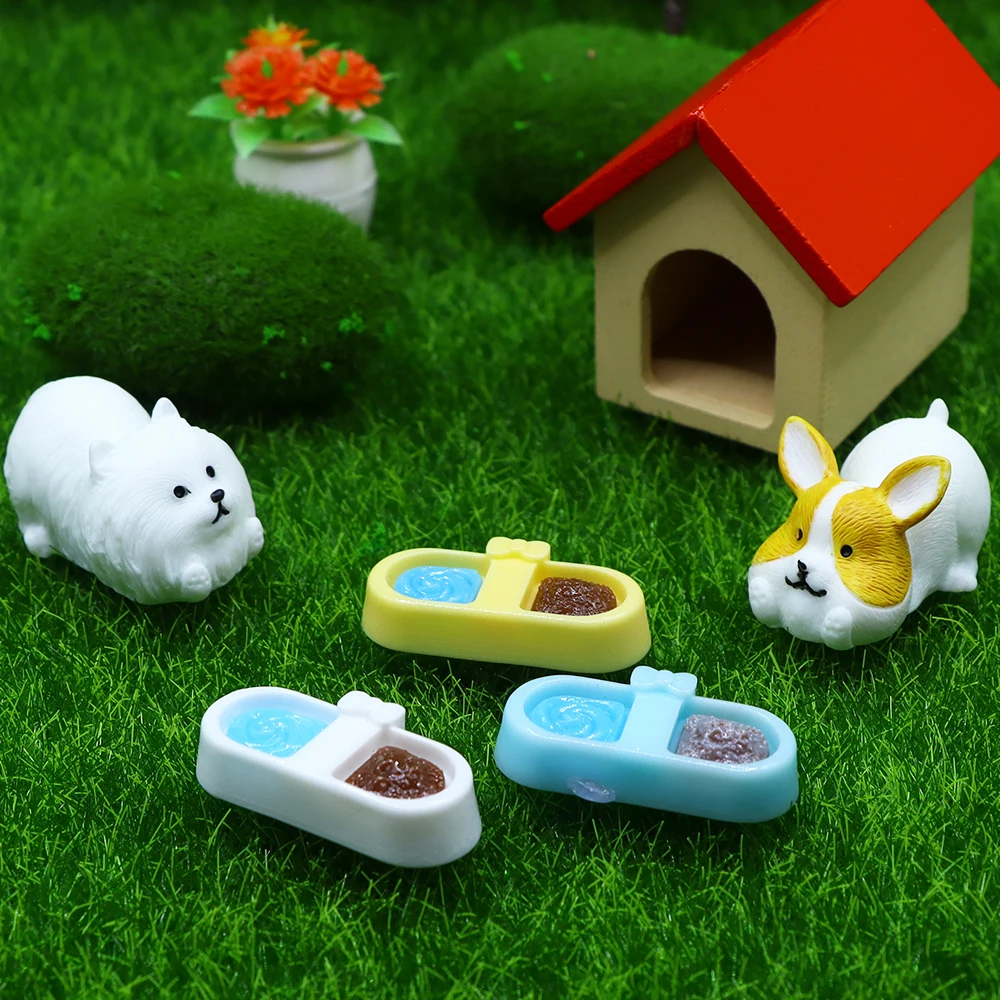 6Pcs Mini Simulation Cat Rice Bowl Pet Supplies For Dollhouse Micro Landscape Ob11 model Decor Creative Handmade Diy Accessories