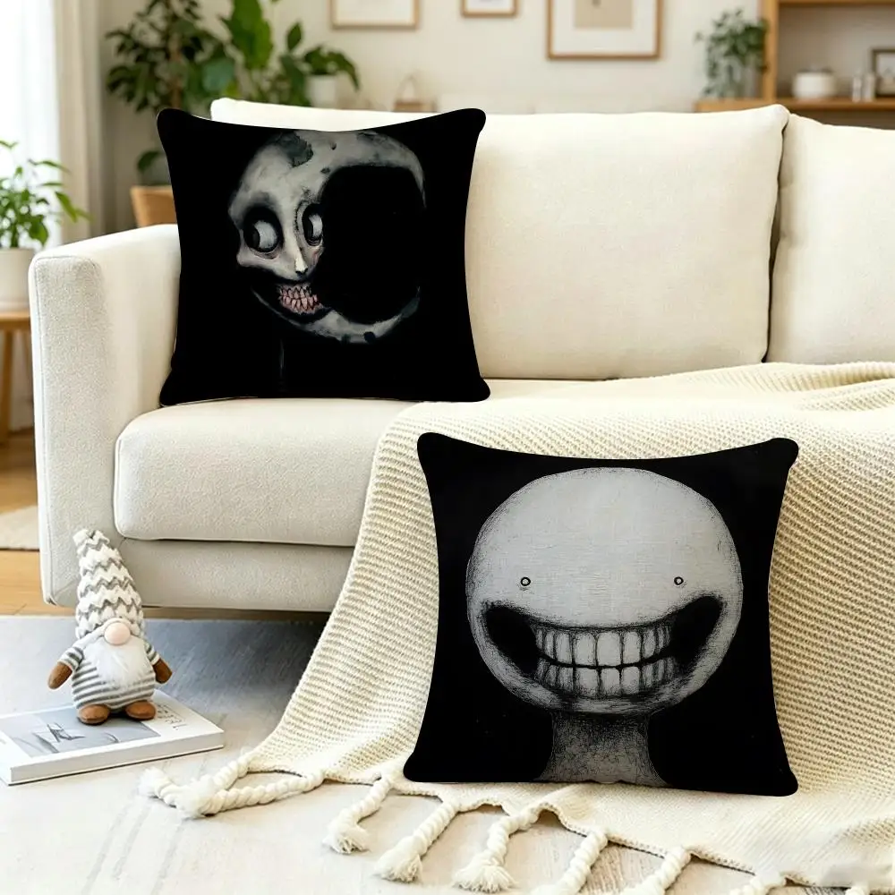 Anime Halloween Surreal Nightmar Cushion Cover Anti-dustmite Pillowcase Invisible zipper silky short plush Sofa cushion cover