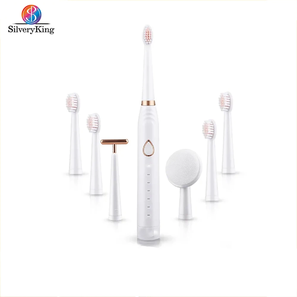 Multifunctional Oral Skin Care Kit Tooth Care Face Cleaning Lifting Device Sonic Electric Toothbrush Travel Set with 7 Heads