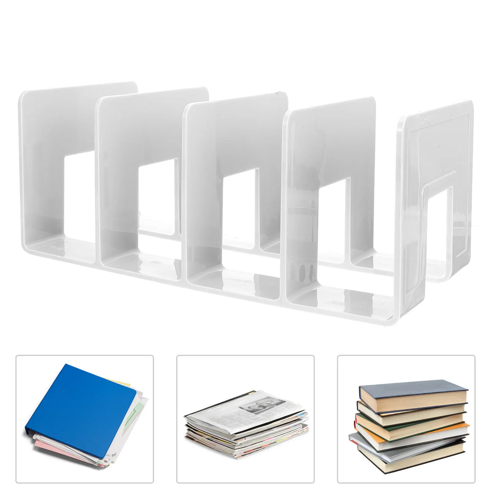 1Pcs Acrylic Acrylic Book End Organizer Clear Bookend Delicate Ornament Home Library Classroom Storage Rack