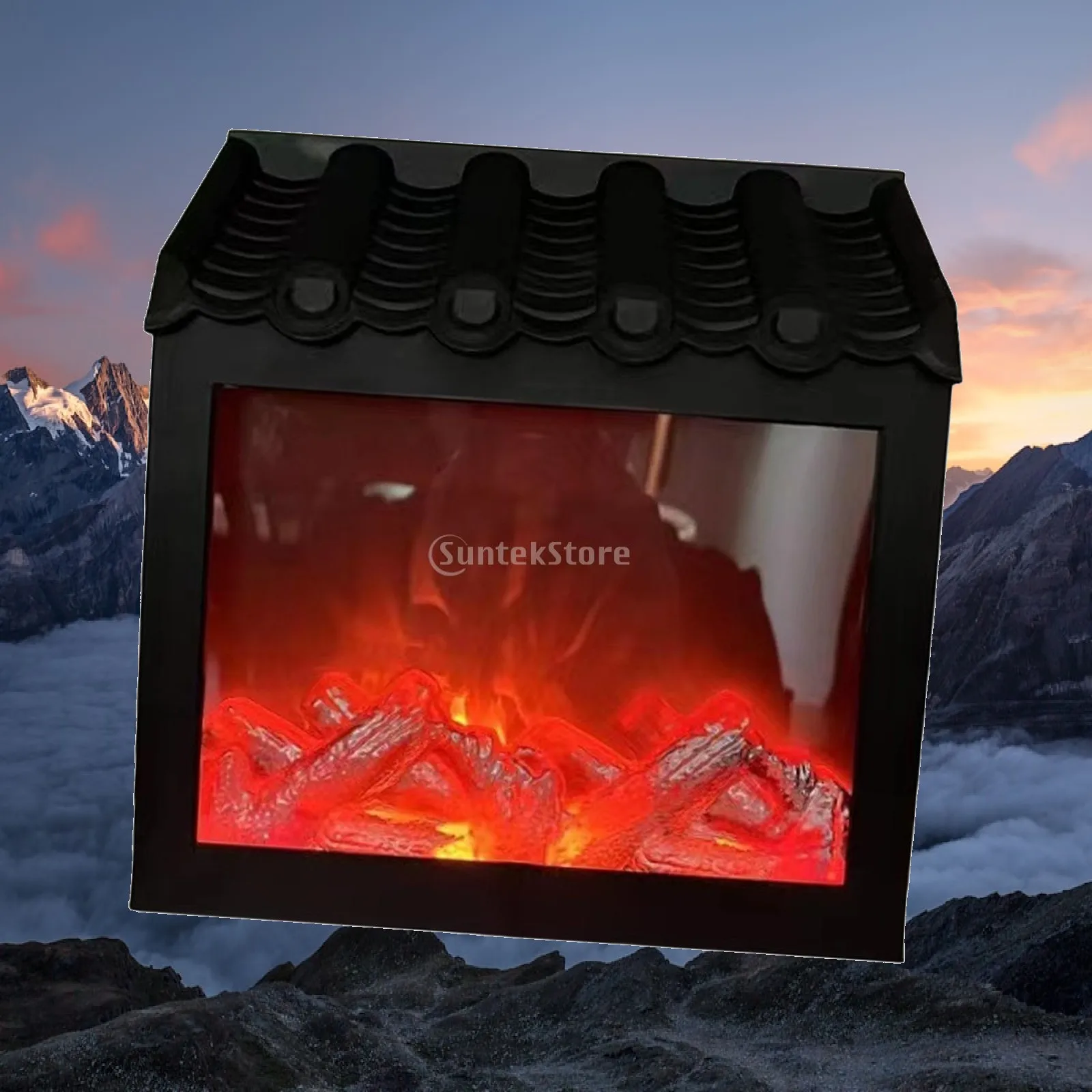 Fireplace Lantern Flameless Fireplace Lantern with LED Flickering Decorative Fake Fireplace Christmas Decoration Room Decor