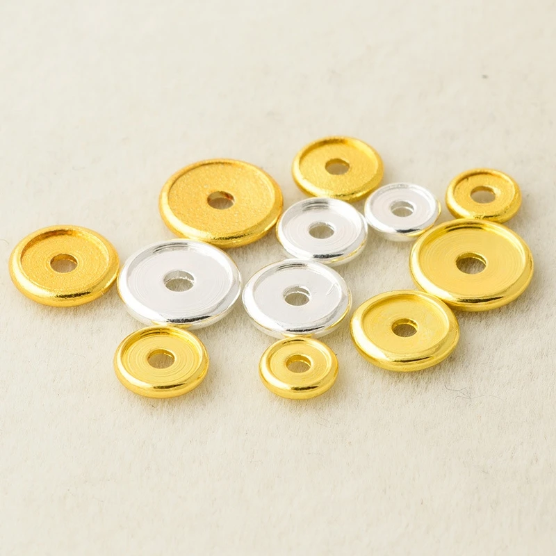 BoYuTe (100 Pieces/Lot) 5-6-7-8mm Grooved Wheel Spacer Beads BrassFlat Disc Loose Beads for Jewelry Making DIY Accessories