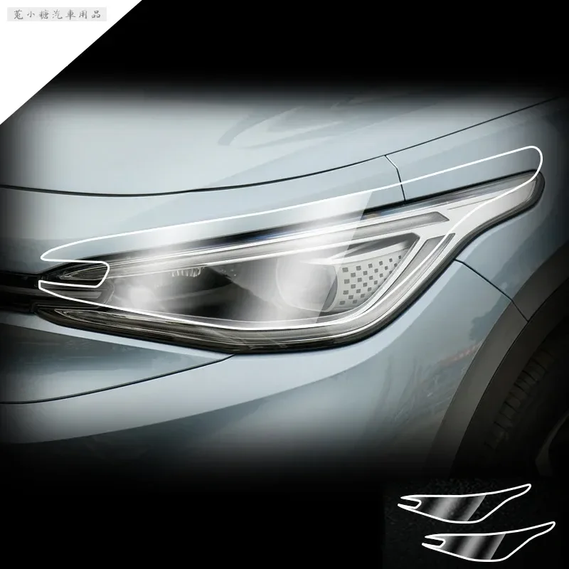 

2pics Car Front Headlamp Film for Volkswagen VW ID4 ID.4 X TPU Transparent Film Exterior Accessories Headlight Strip Car Sticker