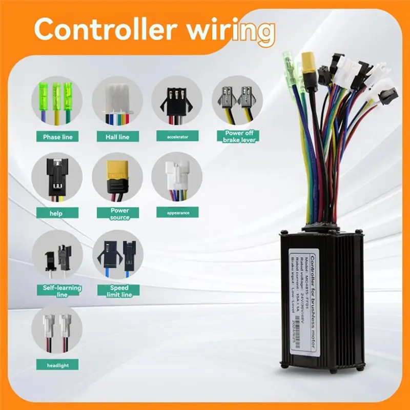 NALFI-Electric Scooter 24V/36V/48V 250W 350W 15A Three Mode Brushless Controller With Speed Limit Line For Ebike E-Scooter