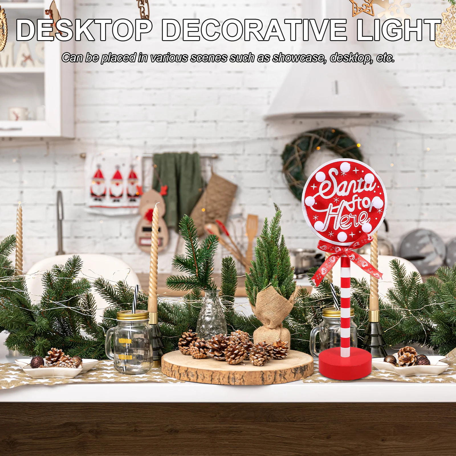 عيد الميلاد خشبية LED ضوء مصباح للديكور المنزل منضدية السرير غرفة المعيشة عيد الميلاد الديكور مضيئة ضوء الليل عطلة #5