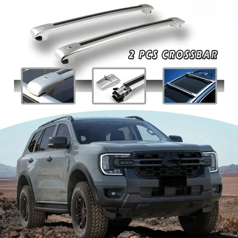 High Quality 2PCS Adjustable Silver Roof Cargo Bars Lockable 22-25 Auto Accessories