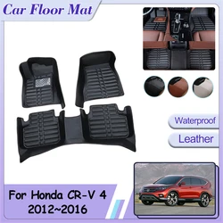 Car Floor Mat for Honda CR-V CRV 4 CRV EX RM RE 2012~2016 Leather Liner Panel Rug Cushion Custom Carpets Pad Interior Accessorie
