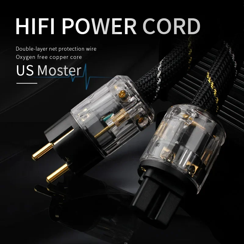 YYAUDIO 하이 엔드 구리 AC 전원 케이블 hifi 오디오 미국/EU 전원 코드 P-029/P-029E 전원 플러그 커넥터가있는 순수 구리 전원 케이블 썸네일 2