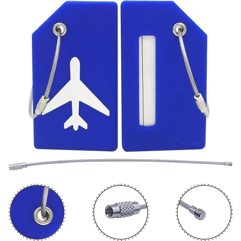 Silicone Luggage Tag with Stainless Steel Loop TSA Approved Privacy Protection Travel Bag Tag for Suitcases