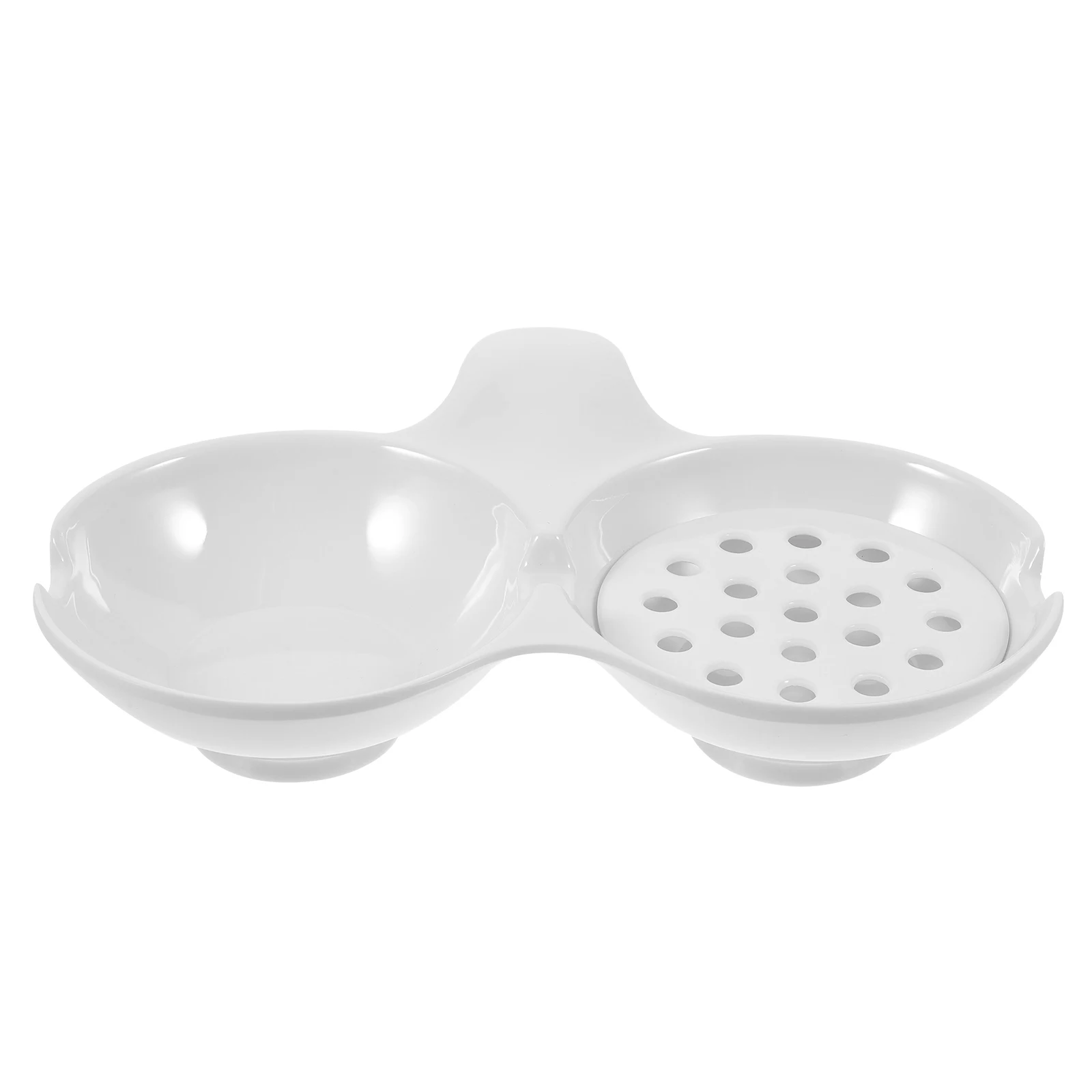 

Melamine Oil Dry Dish Double Compartment Sauce Dipping Plate Spice Seasoning Bowl White Easy Clean Lightweight Portable