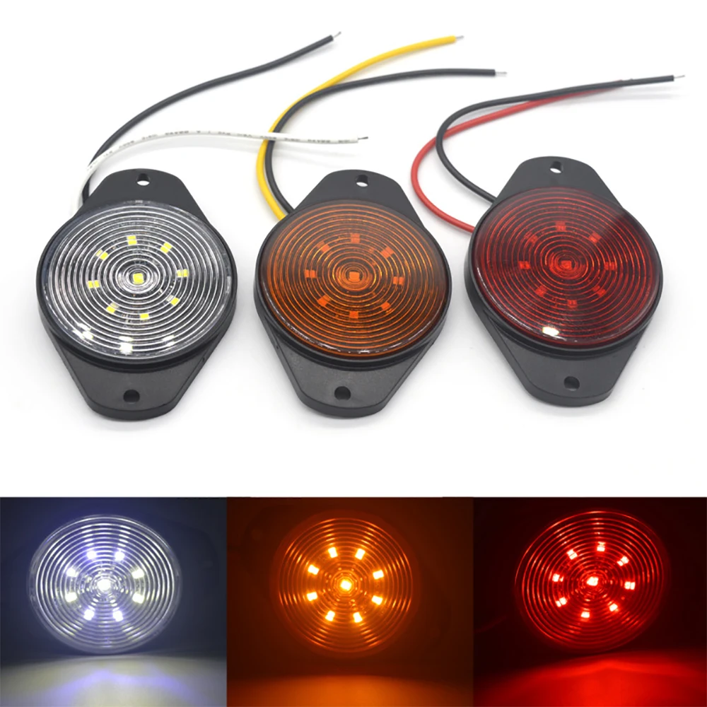 

12V 24V 9LED Circular Truck Trailer Side Marker Indicators Light Car Signal Brake Rear Warning Tail Lights LED for Car Van Lorry