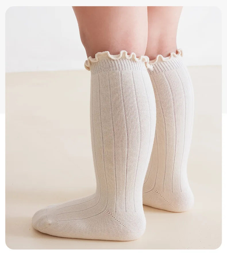 3/5 Paar Baby-Mädchen-Socken, Spitzen-Prinzessinnen-Socken in Unifarben, Weiche Baumwollsocken mit Lockerem Bund für Kleinkinder und Babys – Detail 11