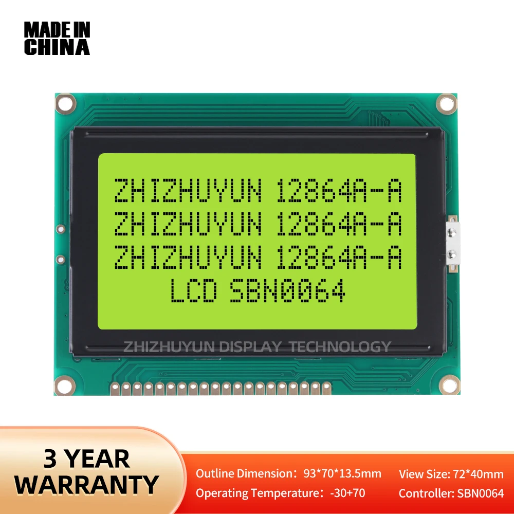 

20PIN 128X64 DOTS LCD Module 5V With LED Yellow Green Backlight 128*64 Point LCD Module 12864 Panel NT7108C Parallel Port