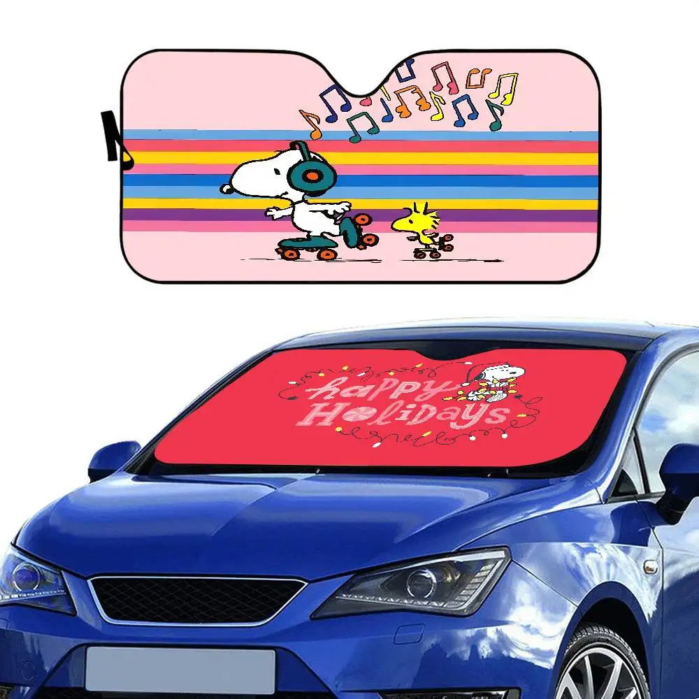 Cartoon S-Snoopys Car Sun Shade Front Window Sunshade For Most Sedans SUV Blocks Max Uv Rays Keep Your Vehicle Cool
