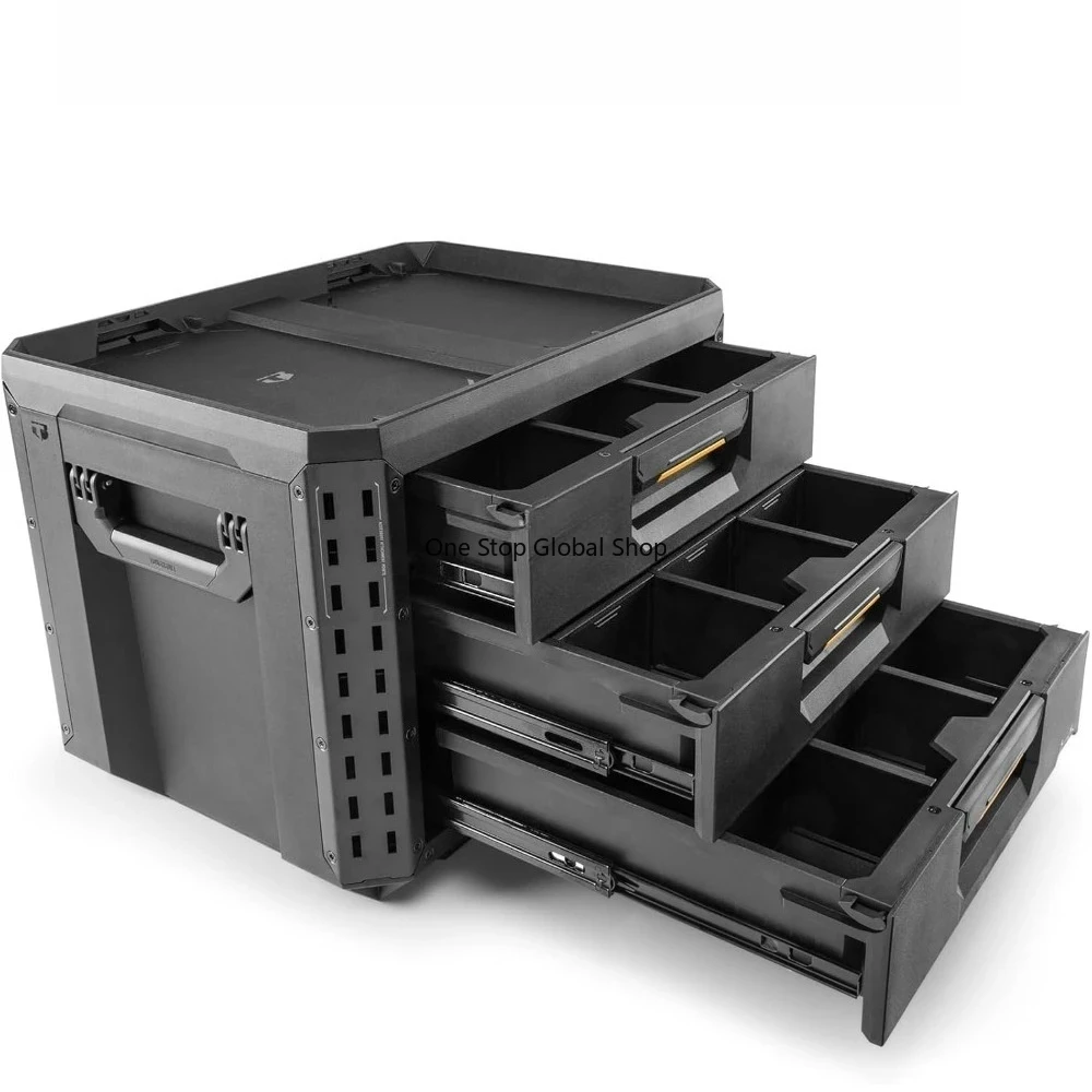 3-Drawer Tool Box Heavy Tool Chest 50lb Capacity Stackable Tool Storage Organizer with Auto Latching Drawers