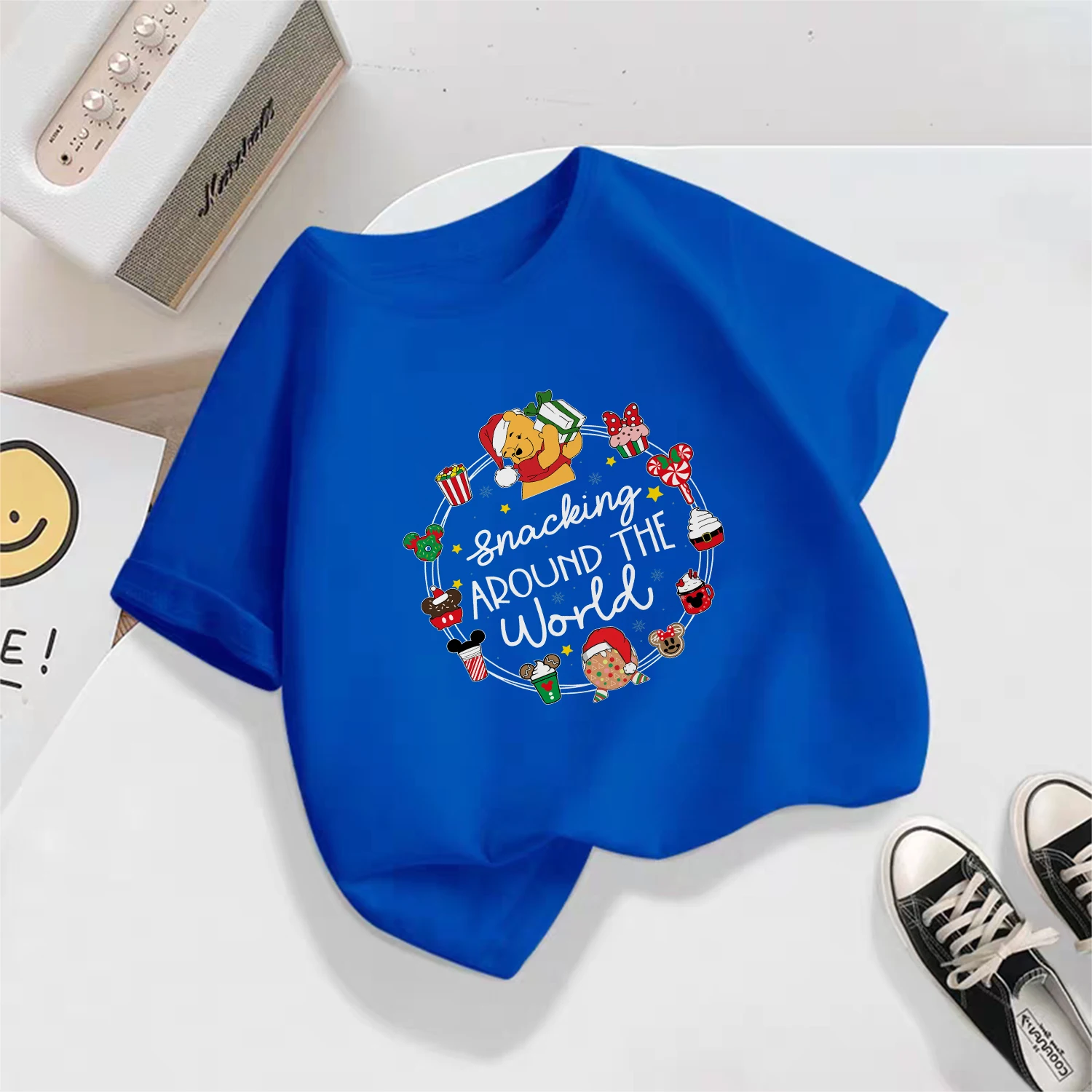 تي شيرت ديزني كارتوني للأطفال 100% قطن بأكمام قصيرة - تي شيرت جميل بأكمام قصيرة للأطفال بتصميم جميل