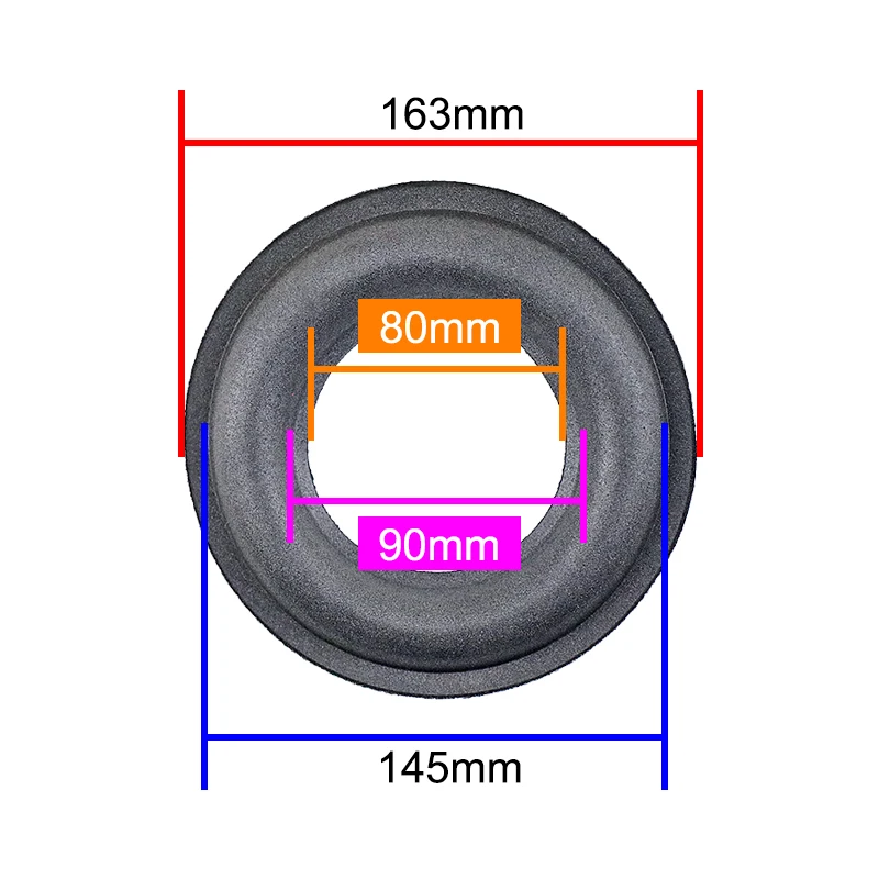 GHXAMP-altavoz lateral de espuma grande, accesorios de mantenimiento de Subwoofer, anillo plegable, 2 piezas, 6,5 pulgadas, 163mm, 145mm