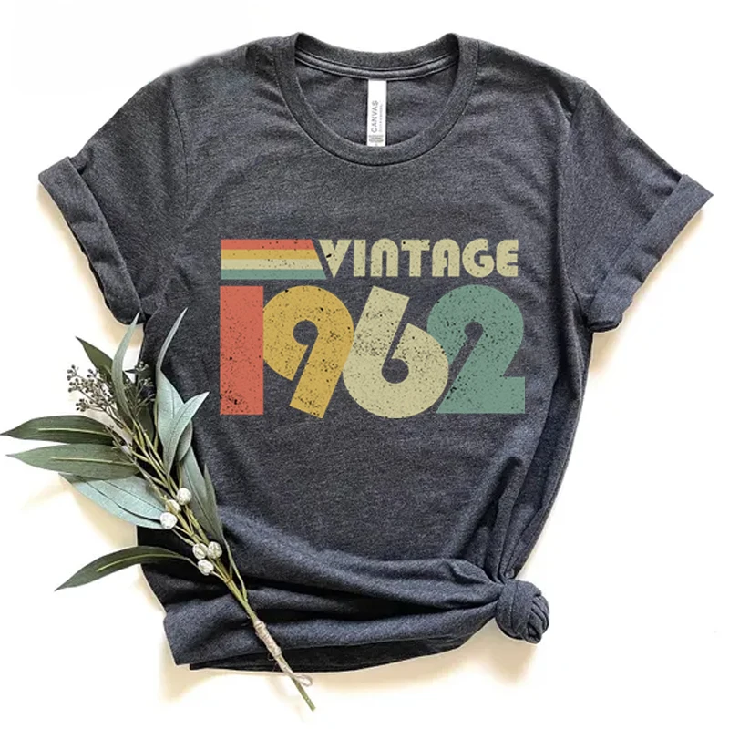 Vintage 1960 To 1969 Graphic T Shirts Women 60th Birthday Classic Tops Short Sleeve Tee Men Women 60 Years Old T-Shirt Tops