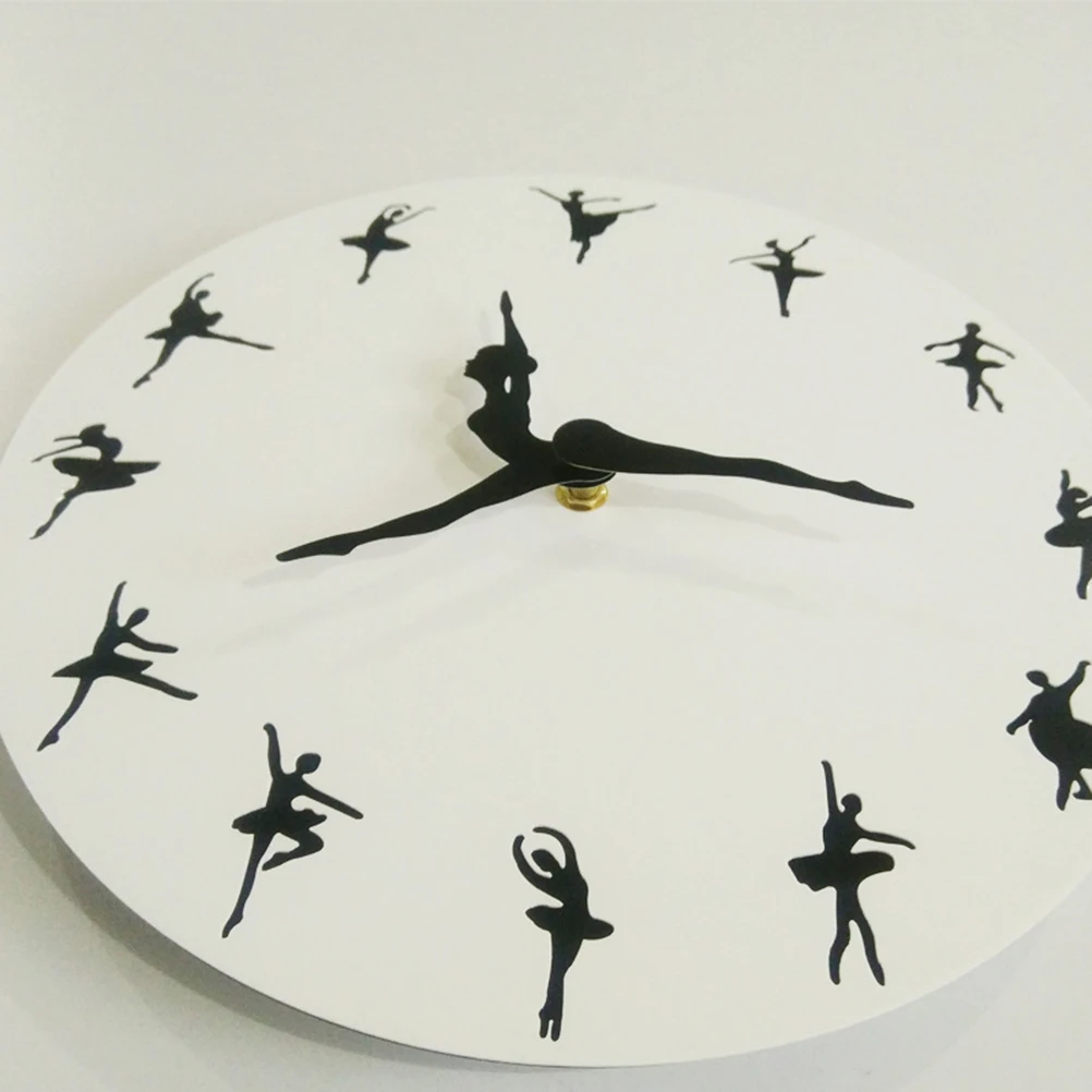 

Charming Ballerina Large Ballet Dancing Girl Silent Non-Ticking Home Decor Clock For Living Room Bedroom Office Wall Watch