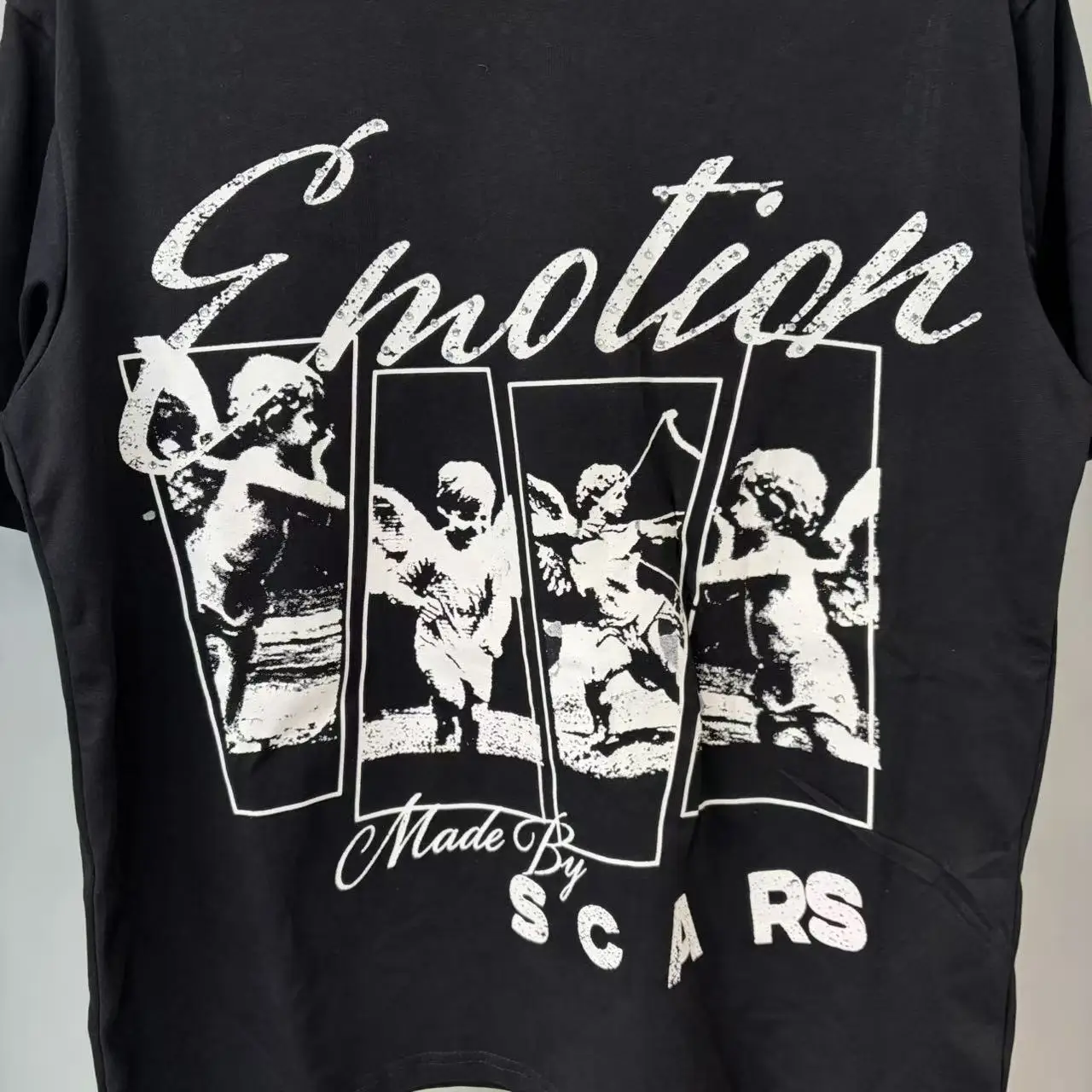 141# New fashion trend brand MIXEDEMOTION printing Shirt Streetwear Cotton Loose Round Neck Oversized Tee Top men t-shirt