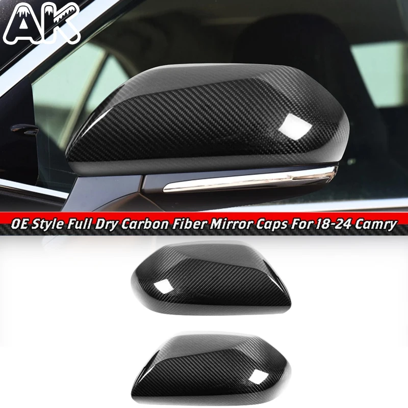 

Для Toyota Camry LE SE XLE XSE 2018-2024: Накладки на боковые зеркала заднего вида из настоящего сухого карбона, аксессуары для автомобиля