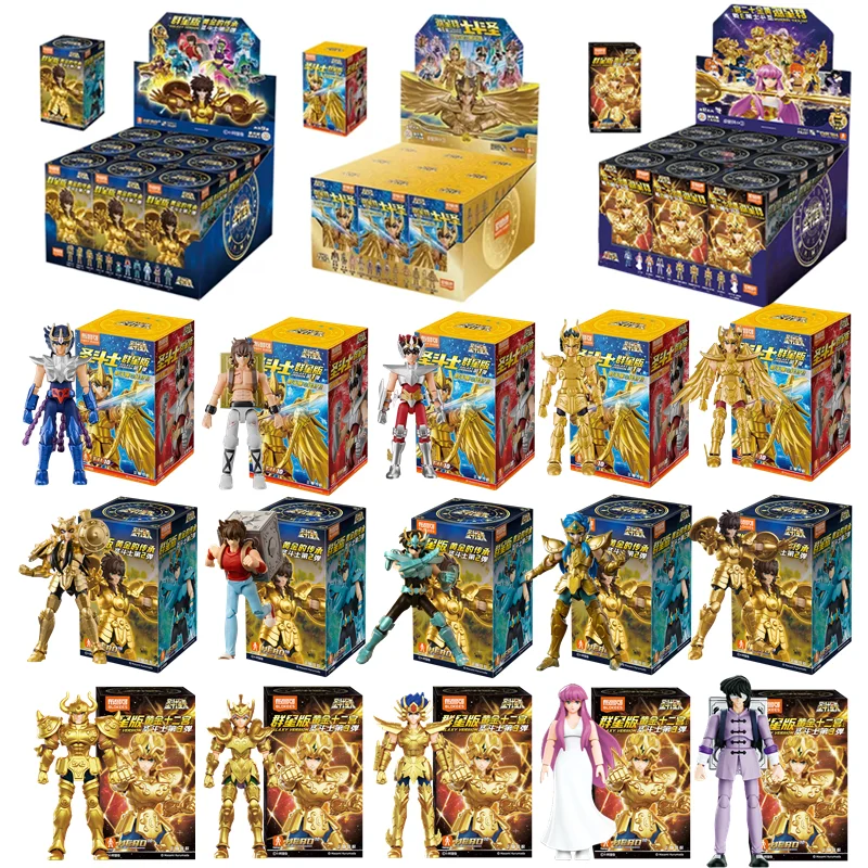 Original blokees ouro santo figura de ação campeão saori kido seiya mu aiolia montagem figura crianças brinquedos presente aniversário