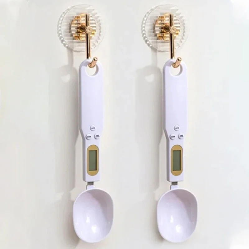 White Mini Spoon Scale Digital Kitchen Scale Electronic LCD Food Scale 0.1-500g Weight Measuring Kitchen Tool for Milk Coffee