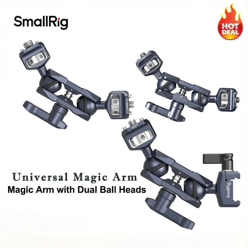 Brazo Mágico SmallRig con Doble Rótula (Tornillos 1/4-20 / Tornillos 1/4-20 y Tornillo de Localización ARRI / Abrazadera NATO) 3873/3874/3875
