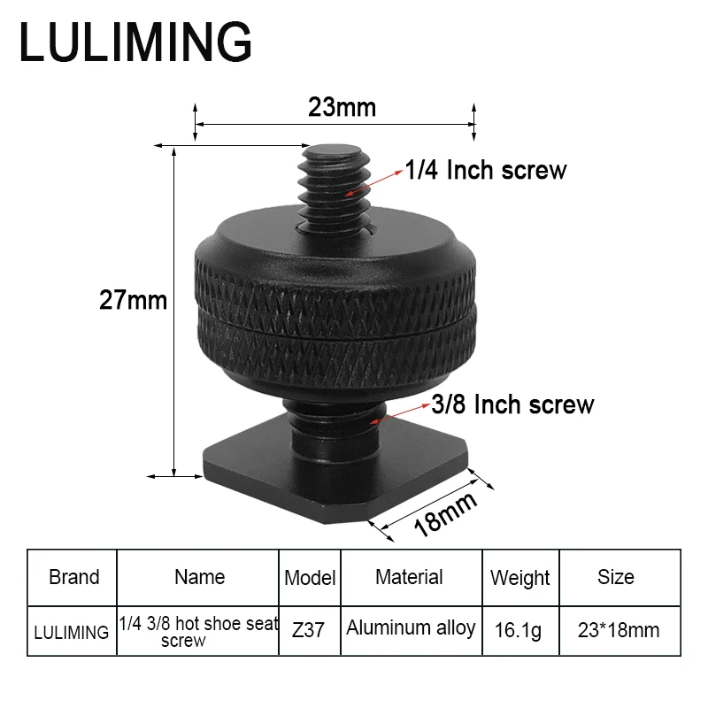 3/8 1/4 Inch Hot Shoe Seat Camera Screw Aluminum Alloy 1/4 Screw Flash Bracket Tripod Ballhead Photography Accessories