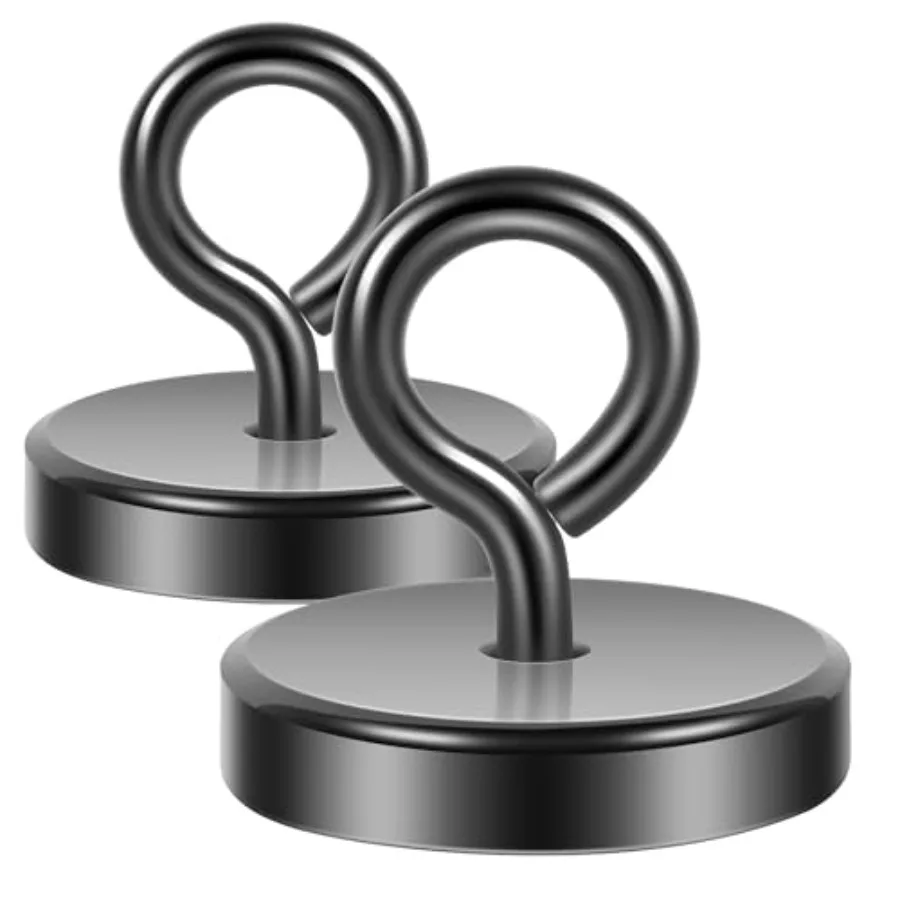 Magnetic Eye Bolt Hooks, 130lb Cruise Cabin Hooks, Black 2 Pack Extra strong magnet eyelet hangers for cruise cabins, refrigera