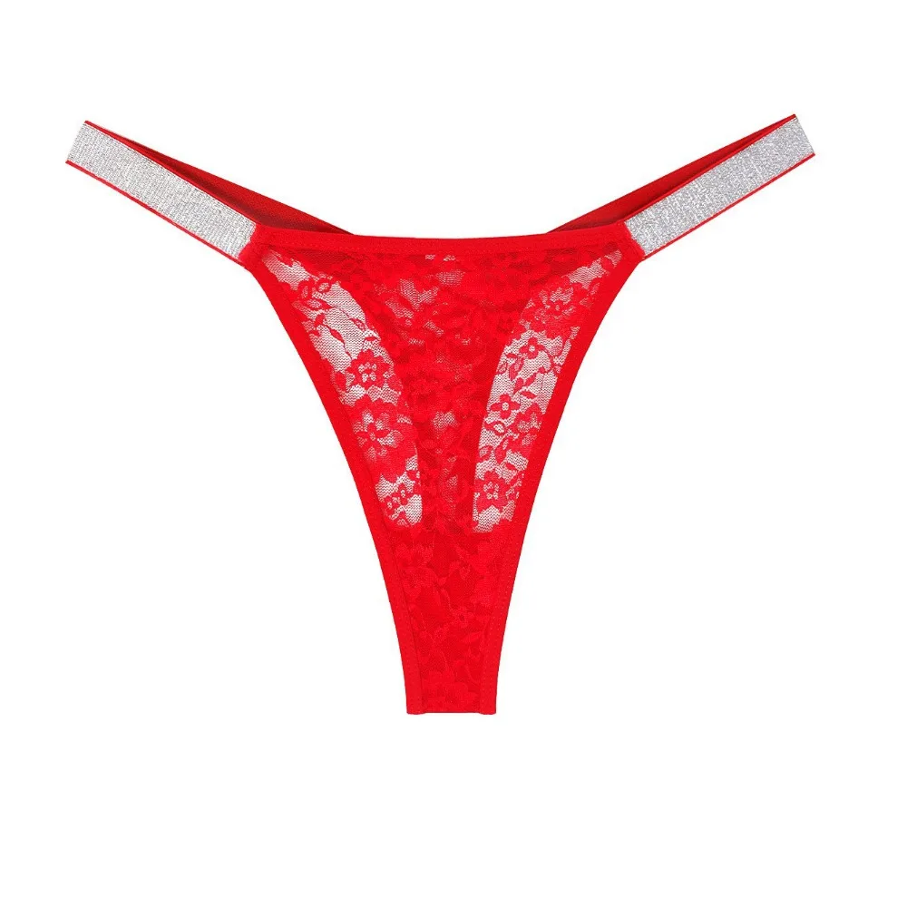Breathable Rhinestone Belt Women's Thongs Mesh Low Waist Lace Thongs Underwear Hollow Out T-back Briefs Female Underwear