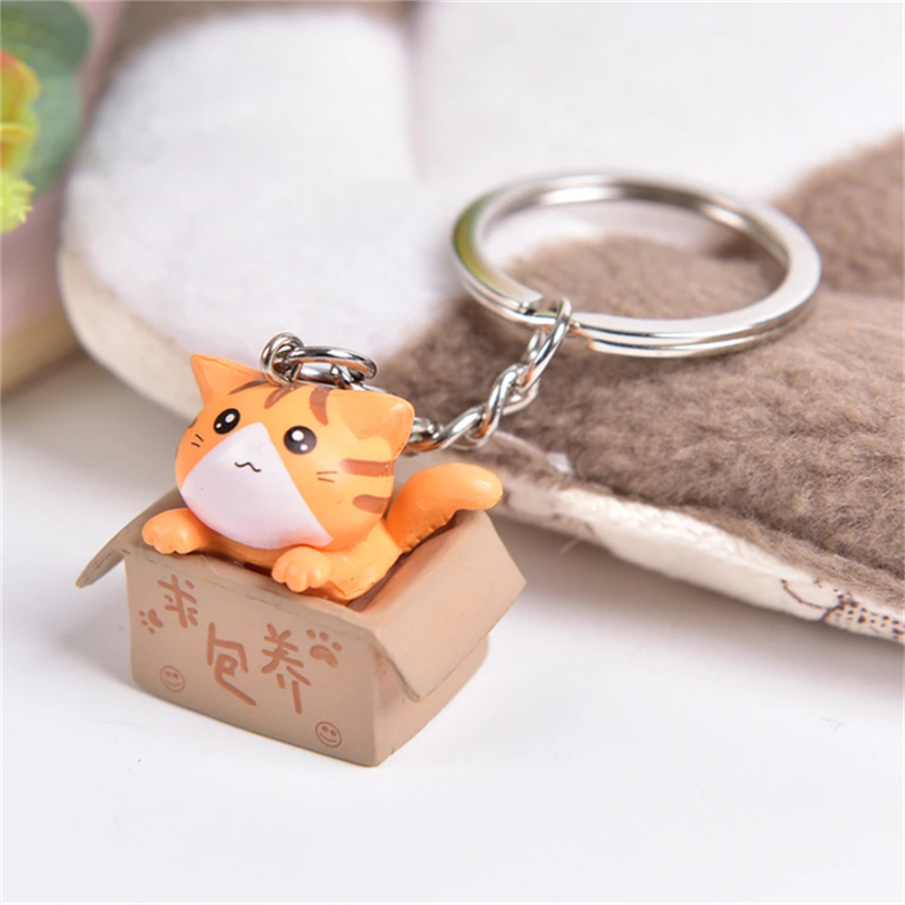 Cute Cartoon Pet Cat Keychain Lucky Fortune Carton Cat Toy Key Ring for Women Men Car Handbag Phone Case Pendent Couple\'s Gift