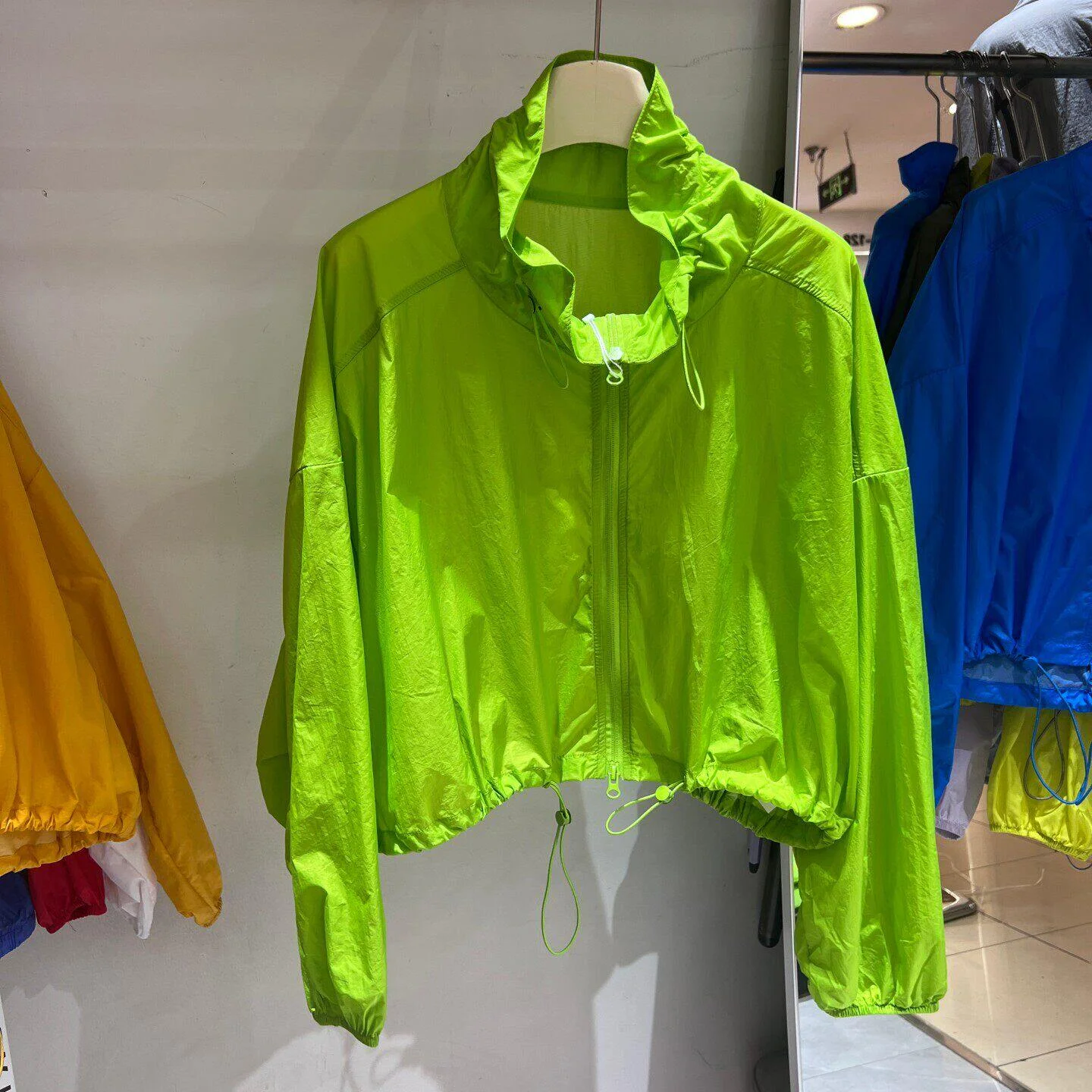 Fashionable Women's Summer Short Outerwear UV Protection Drawstring Stand Collar Slimming Stylish All-Match Sunscreen Coat