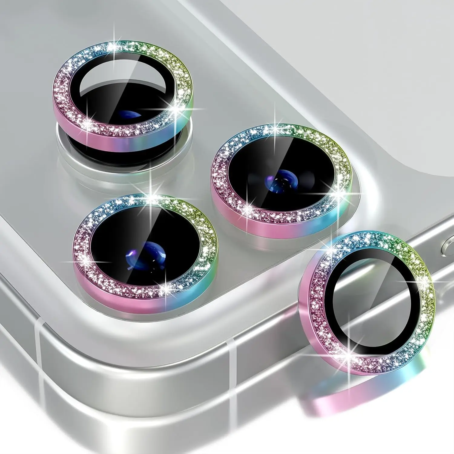 1-3 Stücke Bling Glitter Diamant Metallrahmen Kameraschutz Für 17 Pro Max Air 17Pro Legierung Objektiv Gehärtetes Glas Film Ring Abdeckkappe