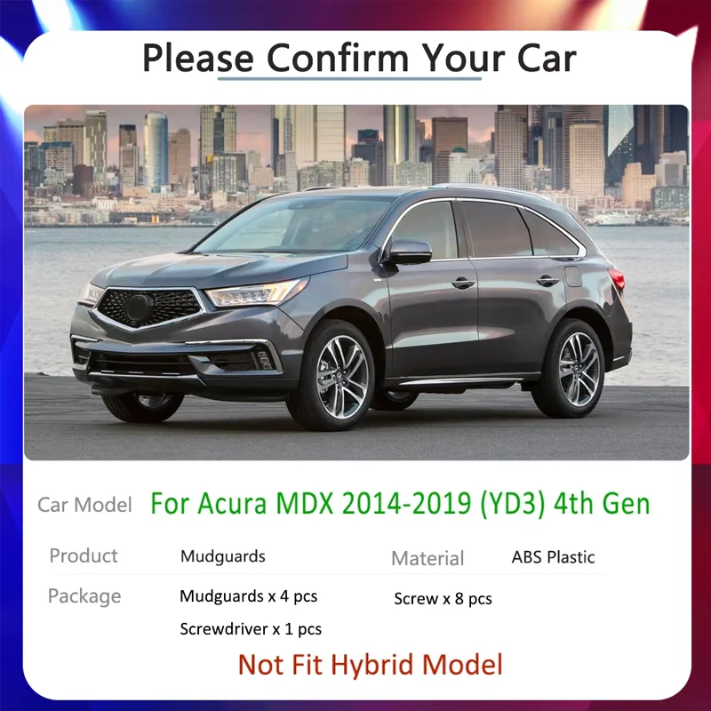 Car Mudflaps Fender Mudguards For Acura MDX YD3 2014-2019 2015 2016 2017 2018 Spalsh Guards Flaps Mudflaps Auto-Goods Stickers