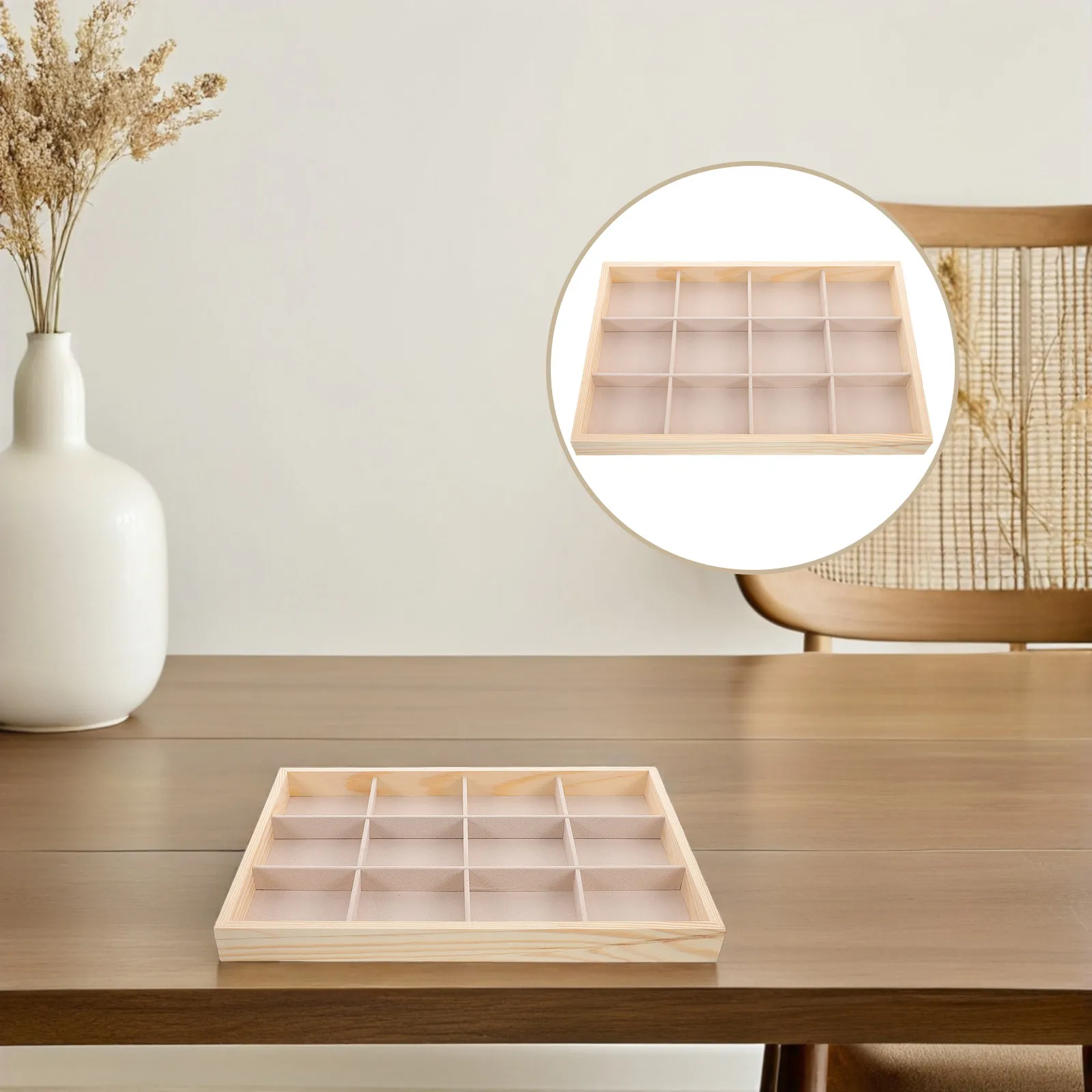 

Подставка-органайзер для украшений из дерева с 12 ячейками: тарелка для мелочей, серьги, кольца, ожерелья, вставка для ящика, демонстрационная подставка