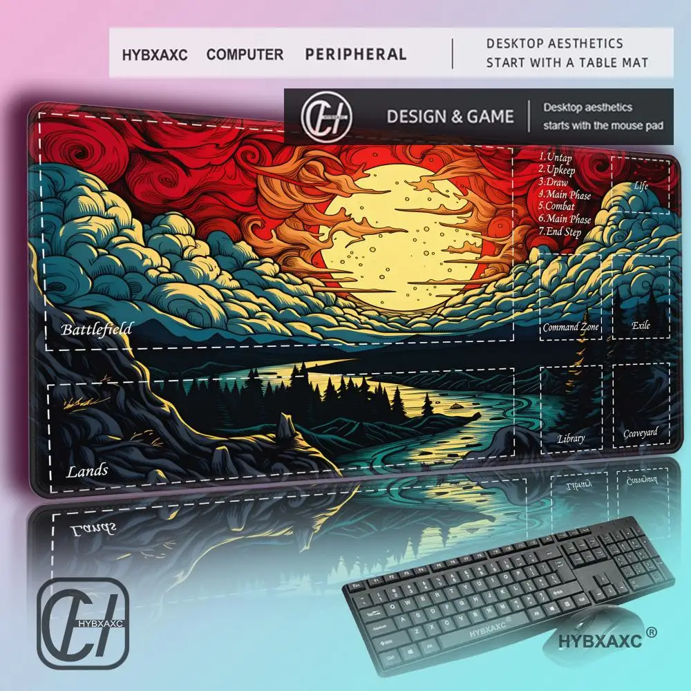 

HYBXAXC Magic Playmat card gaming mat with zone Terrifying Forest Hut mtg playmat Desk Mat gathering game mat magic card rug