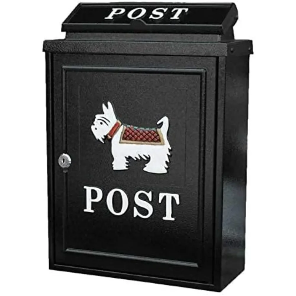 

Vintage Lockable Puppy Logo Wall Mounted Letter Box - Secure Mailbox for Parcels & Letters (Thickness: 13cm, Weight: 3kg)