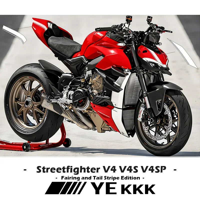 Fairing and Tail Stripe Edition Sticker Decal Hollow Line For Ducati Streetfighter V4 / V4S / V4SP Sticker Decal Black White